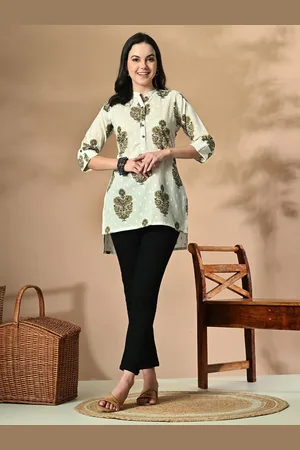 Cayman Floral Print Cotton High-Low Top