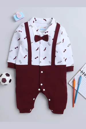 BUMZEE Infants Boys Printed Cotton Rompers