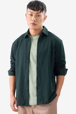 The Souled Store Men Solid Spread Collar Cotton Casual Shirt