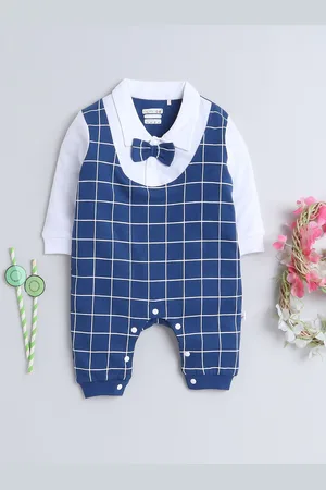BUMZEE Infant Boys Checked Cotton Rompers