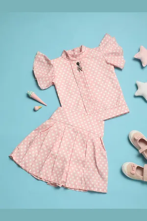 V-Mart Girls Printed Top with Skirt