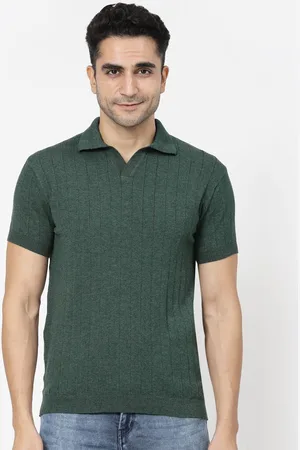 Kalt Men Solid Polo Collar Cotton T-Shirt