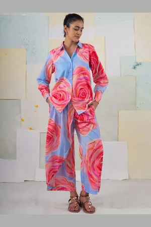 BUTA BUTI Printed Long Sleeves Pure Cotton Shirt & Palazzo