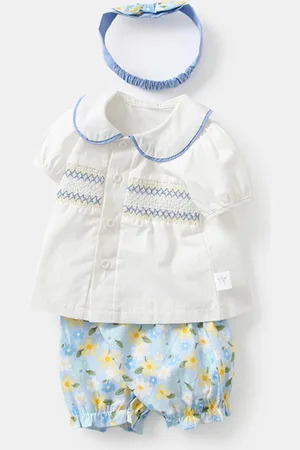 Stylecast Girls Pure Cotton Top With Shorts And Hairband