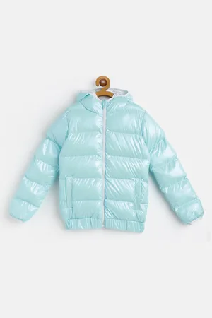 Goji Girls Blue Water Resistant Sheen Hooded Puffer Jacket
