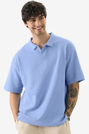 The Souled Store Men Solid Polo Collar Oversized T-shirt