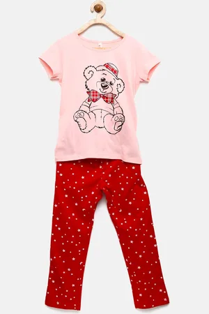 Pantaloons Girls Pink & Red Printed Clothing Set