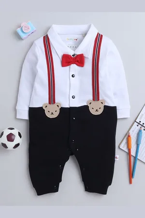 BUMZEE Infant Boys Printed Cotton Applique Rompers