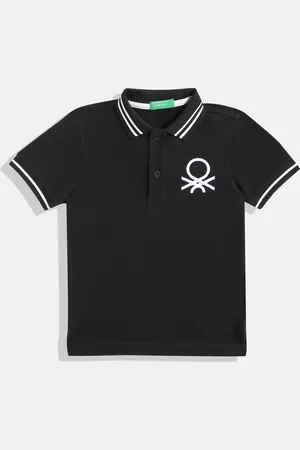 Benetton Boys Cotton Brand Logo Polo Collar T-shirt