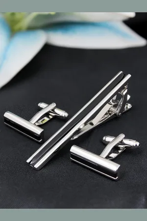 PELUCHE Men Silver-Toned Rhodium Plated Accessory Gift Set
