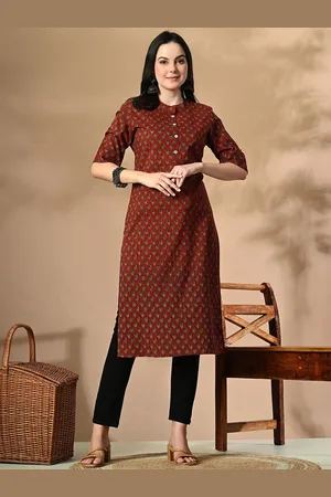 Cayman Women Ethnic Motifs Printed Cold-Shoulder Sleeves Thread Work Kurta