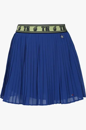 Tommy Hilfiger Girls Blue Solid Accordion Pleated A-line Skirt