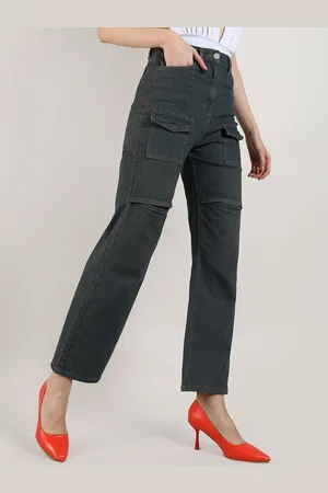 Campus Women Smart Mid Rise Clean Look Cotton Cargo Jeans