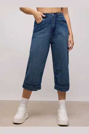 FREAKINS INDIGO Women High-Rise Denim Shorts