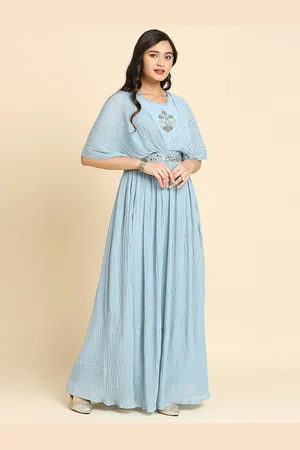 MADHURAM Embellished Embroidered Fit & Flare Ethnic Dress With Belt