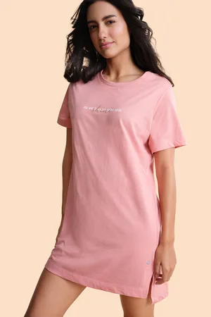 ENAMORA Women Pink & White Printed Cotton Tunics