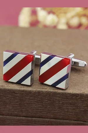 PELUCHE Men Silver-Toned & Blue Cufflinks