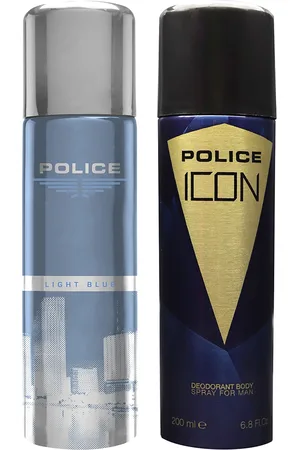 Police Men Pack of 2 Light Blue + Icon Deodorant Sprays - 400ml