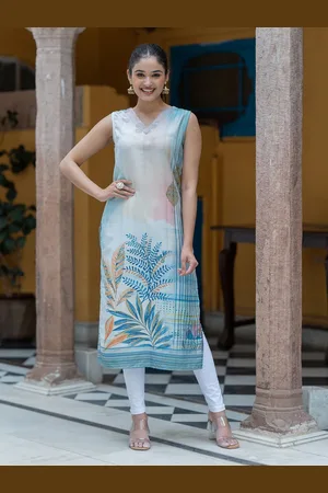 ASPORA Digital Printed V-Neck Straight Kurta
