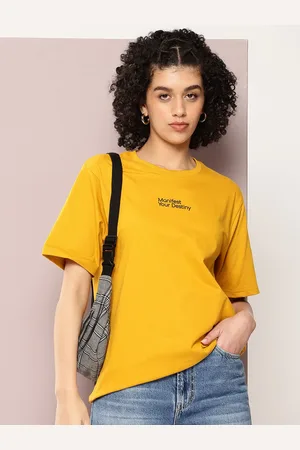 Dillinger Women Typography Printed Embossed Oversized T-shirt