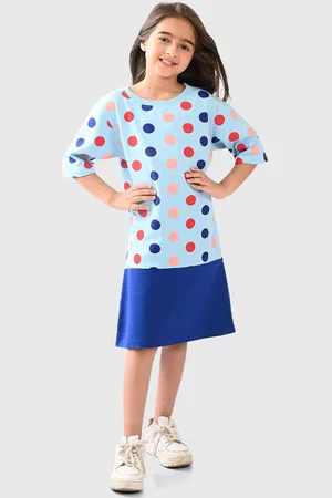 BONKIDS Polka Dot Print Flared Sleeve A-Line Dress
