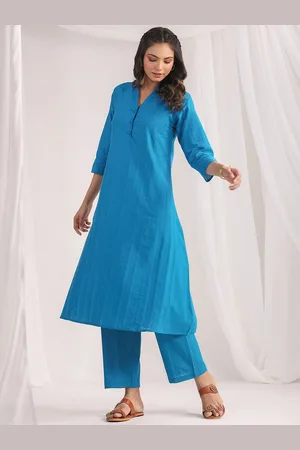 Janasya Self-Design Mandarin Collar Jacquard Mandarin Collar Tunic With Trouser