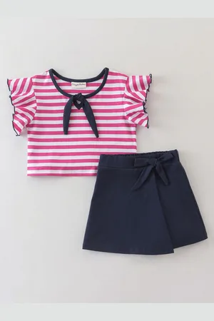 CrayonFlakes Girls Striped Top With Shorts