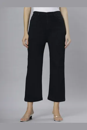 HJ HASASI Women Wide Leg High-Rise Stretchable Jeans