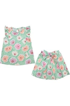 Clothe Funn Girls Printed Top with Skirt