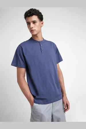 Forever 21 Men Henley Neck Raw Edge T-shirt