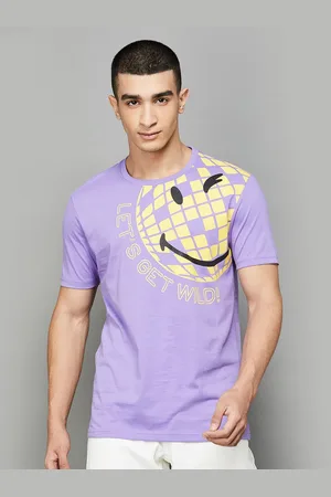 Smileyworld Men Printed Raw Edge T-shirt