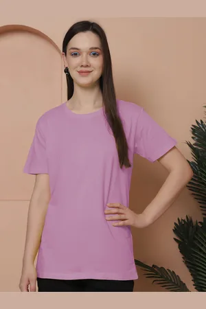 Friskers Women Solid Round Neck Pure Cotton Oversized T-shirt