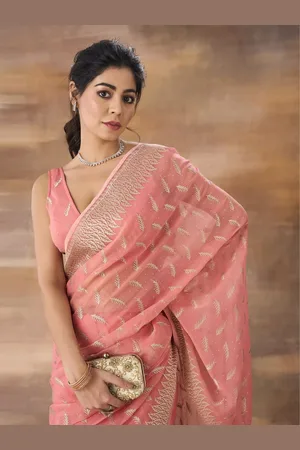 kasee Floral Embroidered Saree With Blouse Piece