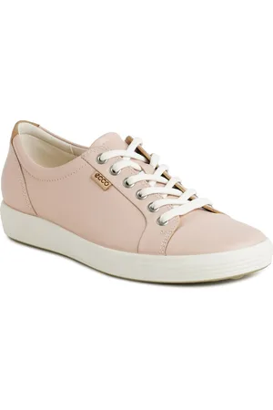 Ecco Women Soft 7 Rose Dust Leather Extra Wide Sneakers