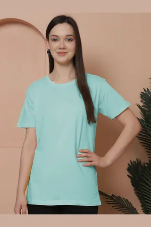 Friskers Women Solid Round Neck Pure Cotton Oversized T-shirt