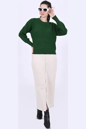 NoBarr Women Solid Round Neck Pullover