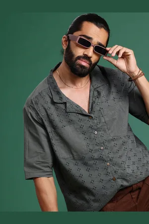 Sangria Pure Cotton Schiffli Casual Shirt