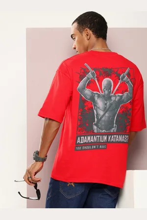 Kook N Keech Men Deadpool Printed Drop-Shoulder Sleeves Oversized T-shirt