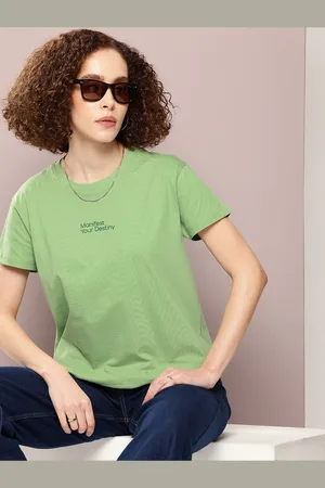 Dillinger Women Typography Printed Embossed Oversized T-shirt