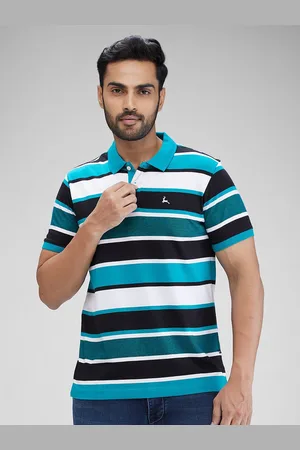 Parx Men Striped Polo Collar Applique T-shirt