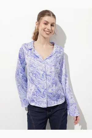 DressBerry Edgy Instinct Lapel Collar Marble Print Shirt
