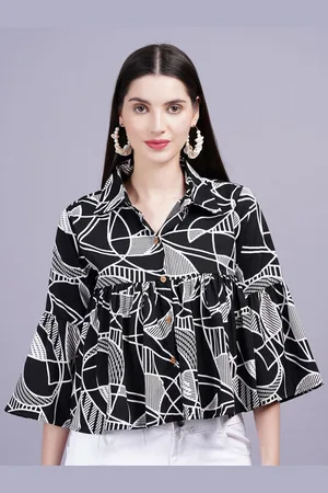 Kalini Geometric Print Flared Sleeve Women Top