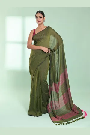 Charukriti Striped Sequinned Pure Cotton Saree