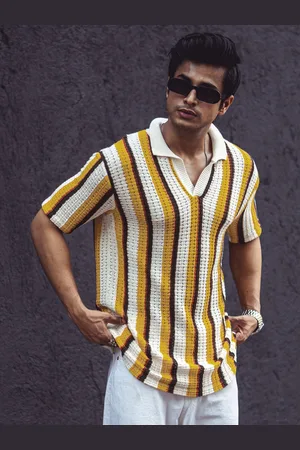 Powerlook Men Striped Polo Collar T-shirt