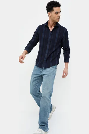 Lifestyle Men Vertical Striped Spread Collar Casual Shirt
