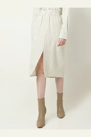 VERO MODA Striped Straight Midi Skirt