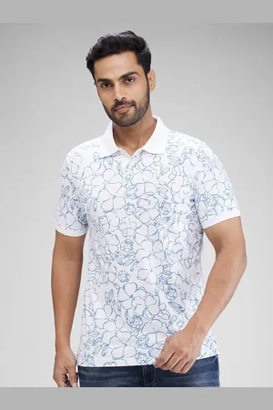 Parx Men Floral Printed Polo Collar Raw Edge T-shirt