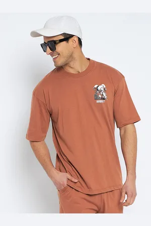 WILD WEST Men Graphic Printed Round Neck Oversized T-shirt