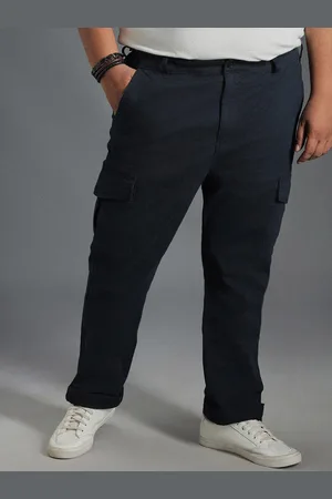 High Star Men Straight Mid-Rise Plain Cotton Straight Fit Cargos Trousers