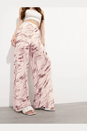 DressBerry Women Breezy Strokes Mesh Wide Leg Trousers